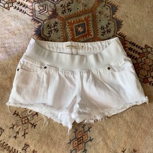 ASOS MATERNITY // white jean short shorts
